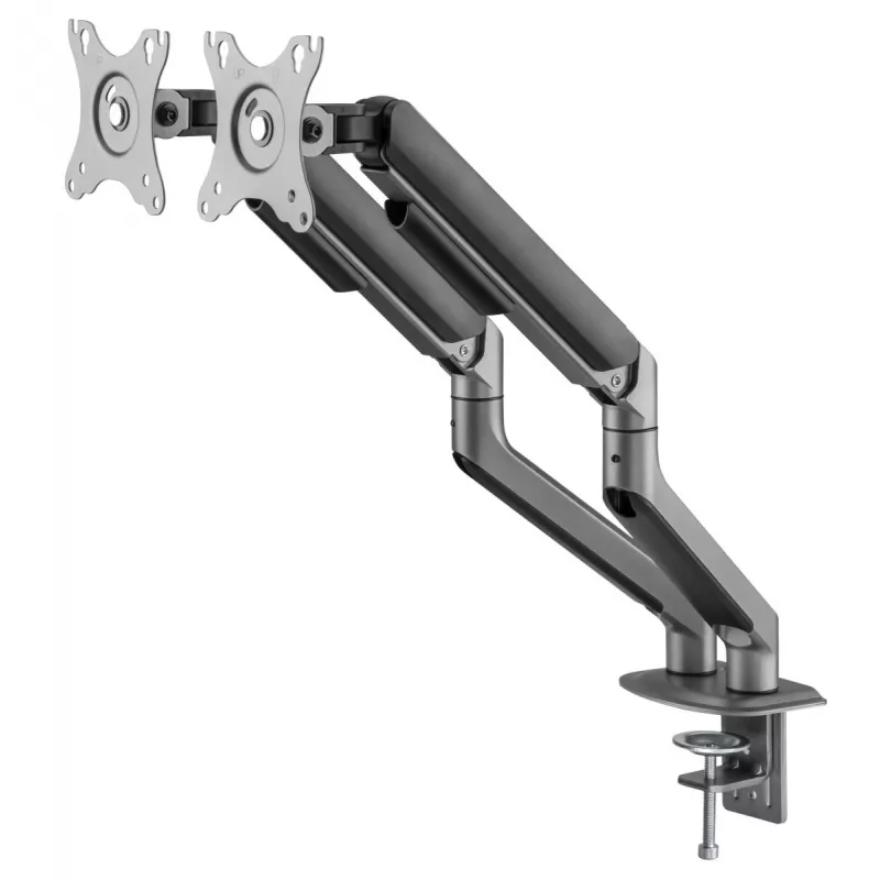 GEMBIRD Supporto doppio per monitor regolabile da scrivania, grigio spazio