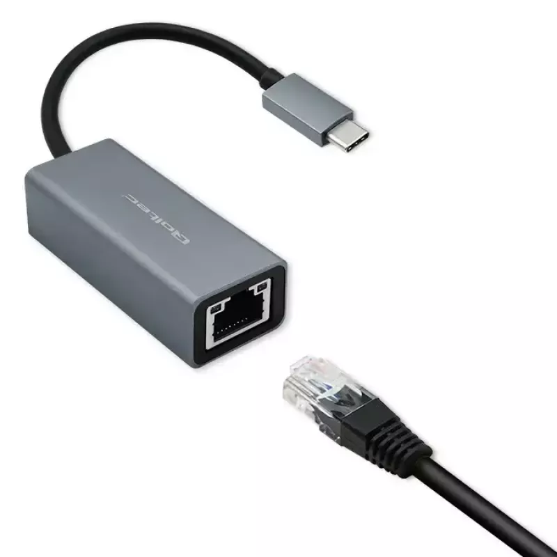 Qoltec 50352 scheda di interfaccia RJ-45 USB Type-C femmina grigio