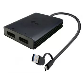 i-tec adattatore video DisplayPort dual 4K/60 Hz USB-A/USB-C, 0,27 m, USB Type-A/USB Type-C, 2 x DisplayPort, connettore maschio, connettore femmina, 3840 x 2160 pixel