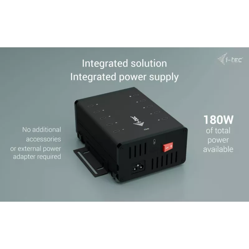 i-tec HUB di ricarica + dati in metallo USB-C/USB-A, 15 W per porta, 10x USB-C
