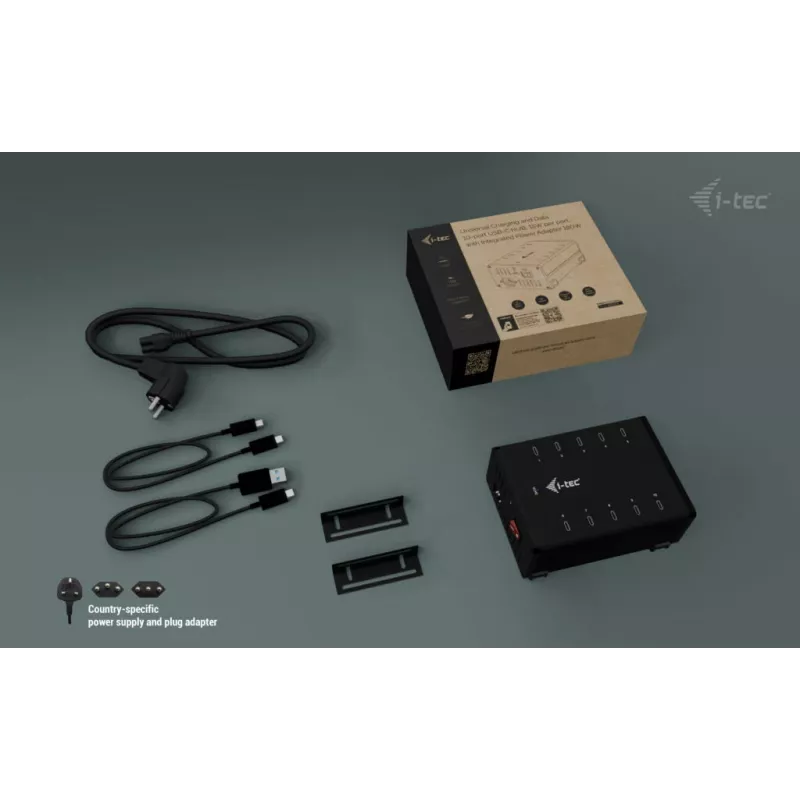 i-tec HUB di ricarica + dati in metallo USB-C/USB-A, 15 W per porta, 10x USB-C