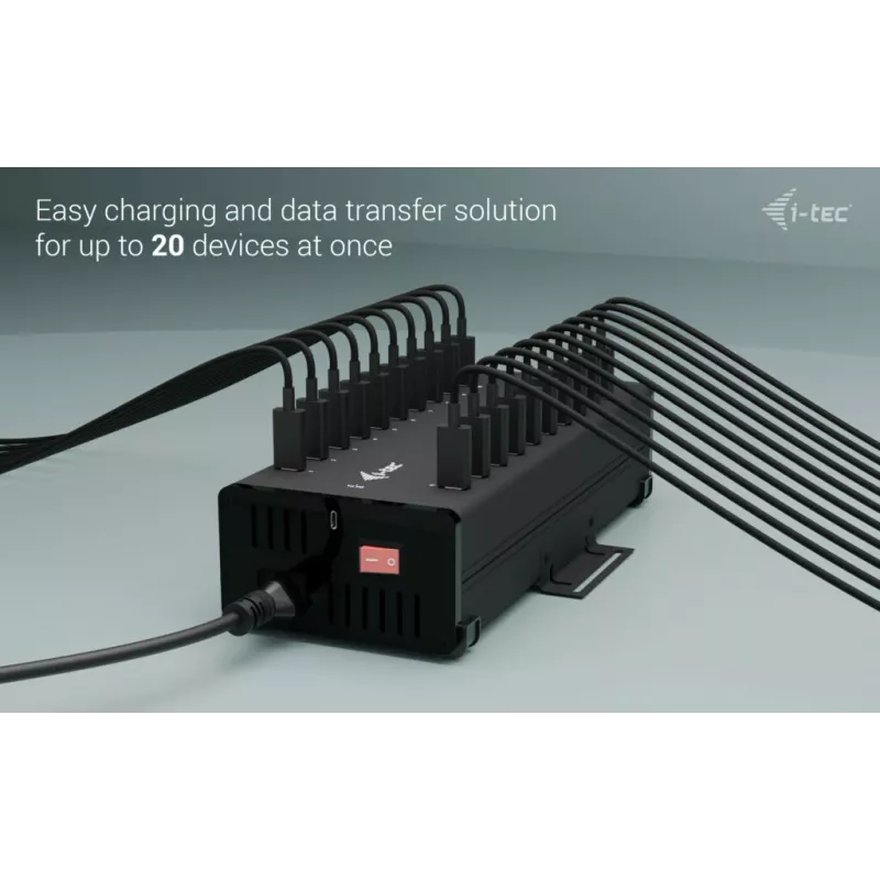 i-tec USB-C/USB-A Metal Charging + data HUB, 15W per porta, 20x USB-C