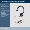 HP Poly Blackwire 3310 cuffia USB-C monaurale certificata Microsoft Teams + adattatore USB-C/A