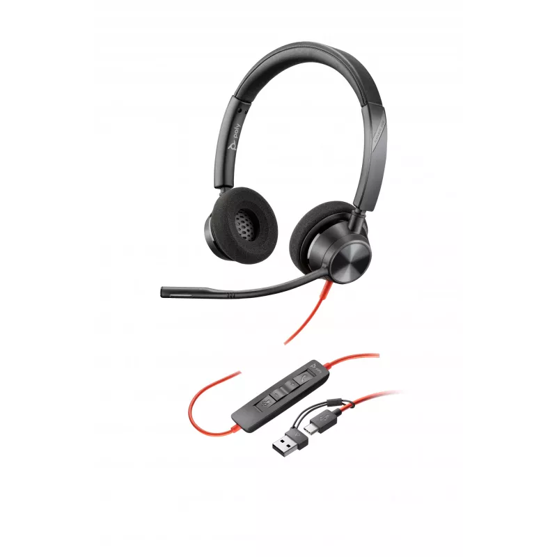 HP Poly Blackwire 3320 cuffia stereo USB-C + adattatore USB-C/A