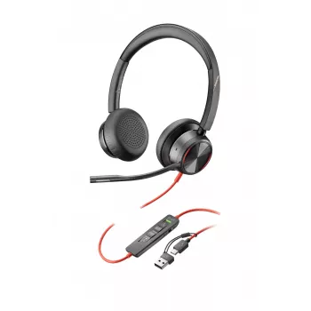HP Poly Blackwire 8225 cuffia stereo USB-C + adattatore USB-C/A