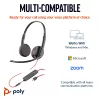 HP Poly Blackwire 3225 cuffia stereo USB-C + connettore jack 3,5 mm + adattatore USB-C/A