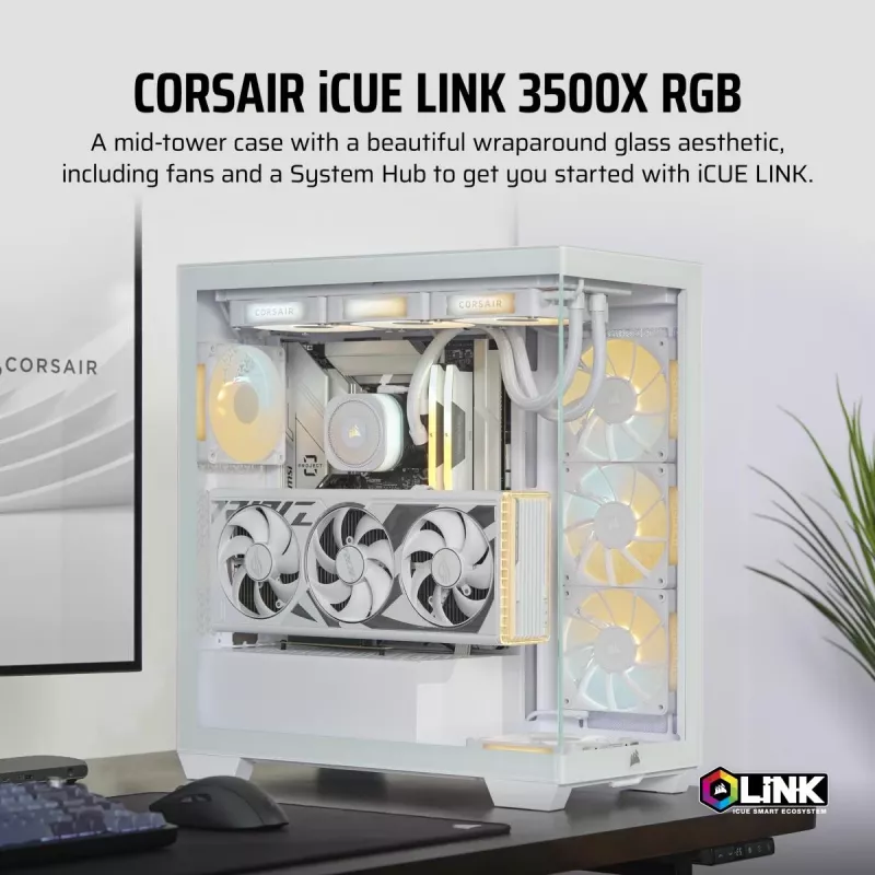 CORSAIR case PC - Icue Link 3500x RGB Mid-tower - bianco