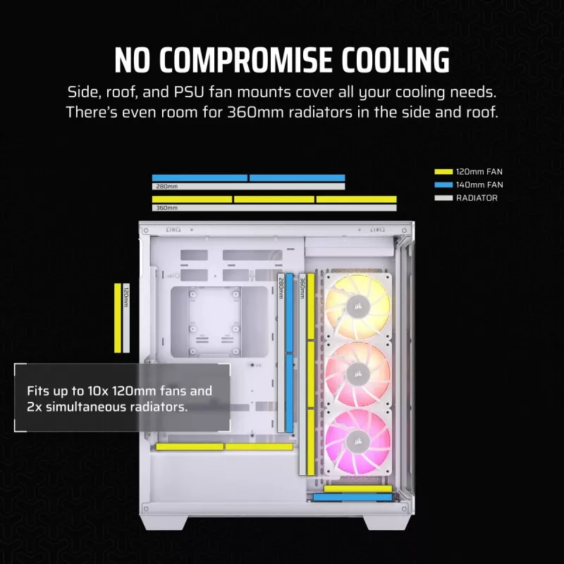 CORSAIR case PC - Icue Link 3500x RGB Mid-tower - bianco