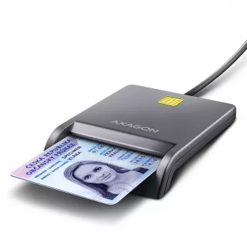 Lettore di smart card/ID USB-A Axagon CRE-SM3T, piatto, USB 2.0, 1,3 m, nero, 56 g