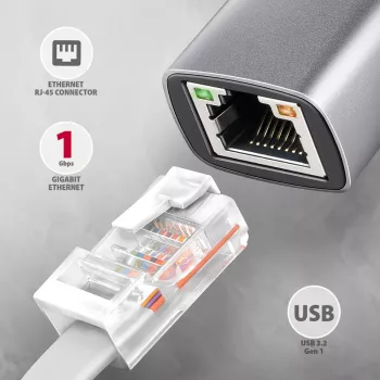 Adattatore USB-C Gigabit Ethernet Axagon ADE-TXPD con PD 100W