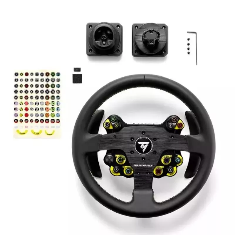 Thrustmaster Evo Racing 32R Leather nero, giallo volante PC, PlayStation 4, PlayStation 5, Xbox, Xbox One