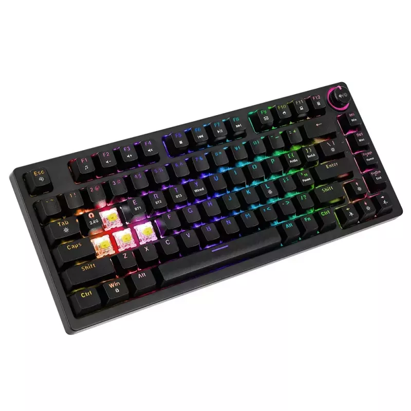 Tastiera gaming Savio SAVGK-PHENIX giallo USB RF Wireless Bluetooth meccanica 82 tasti RGB