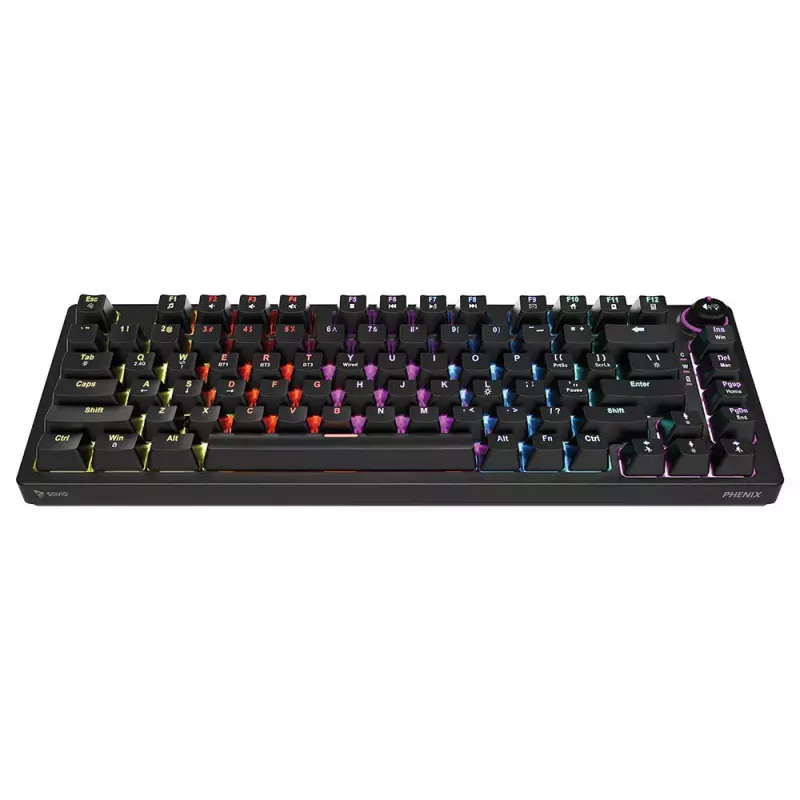 Tastiera gaming Savio SAVGK-PHENIX giallo USB RF Wireless Bluetooth meccanica 82 tasti RGB