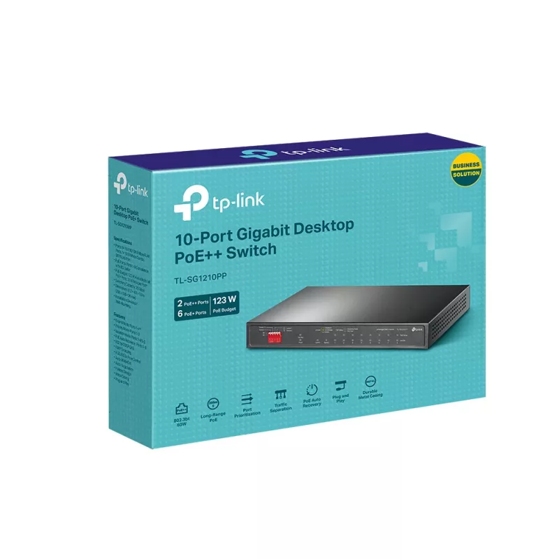 TP-Link switch desktop Gigabit 10 porte con 6 porte PoE+ e 2 porte PoE++