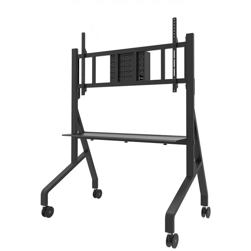 Neomounts MOVE Go XL FL50-575BL1 carrello per TV 65-110 pollici, max 125 kg, altezza regolabile 129-139 cm, VESA 100x100-1100x600, bloccabile, certificato TÜV, nero