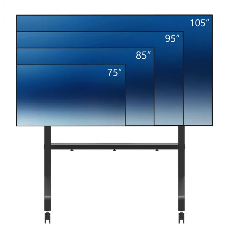 Neomounts MOVE Go XL FL50-575BL1 carrello per TV 65-110 pollici, max 125 kg, altezza regolabile 129-139 cm, VESA 100x100-1100x600, bloccabile, certificato TÜV, nero