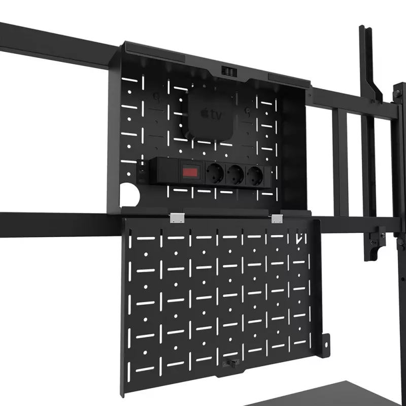 Neomounts MOVE Go XL FL50-575BL1 carrello per TV 65-110 pollici, max 125 kg, altezza regolabile 129-139 cm, VESA 100x100-1100x600, bloccabile, certificato TÜV, nero