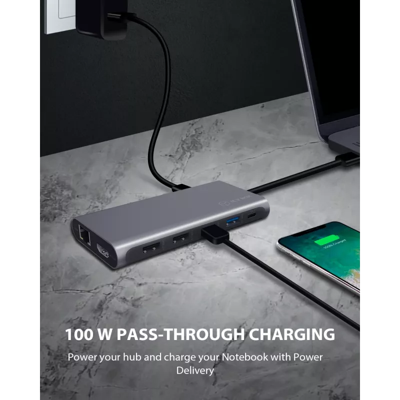 ICY BOX IB-DK4050-CPD con filo USB 3.2 Gen 1 (3.1 Gen 1) Type-C antracite