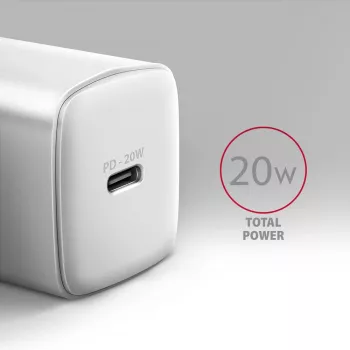Axagon ACU-PD20W caricabatterie da parete 1x QC3.0/AFC/FCP/PD Type-C 20W bianco