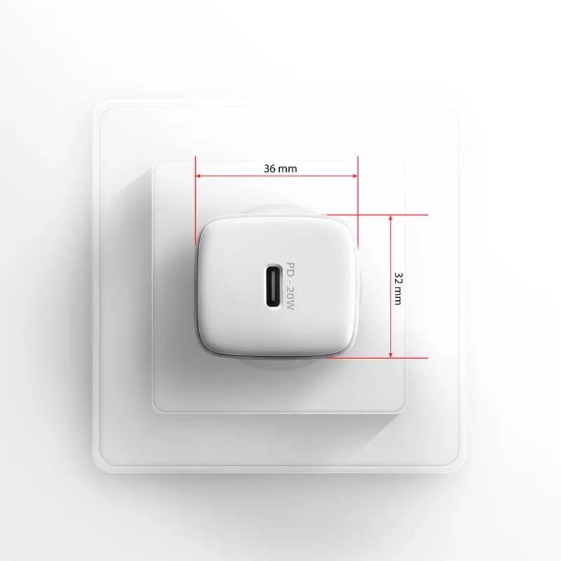 Axagon ACU-PD20W caricabatterie da parete 1x QC3.0/AFC/FCP/PD Type-C 20W bianco
