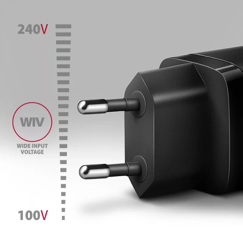 Axagon ACU-PD30 PD3.0 & QC4+ caricabatterie da parete 1x uscita 30W, uso interno, AC, nero
