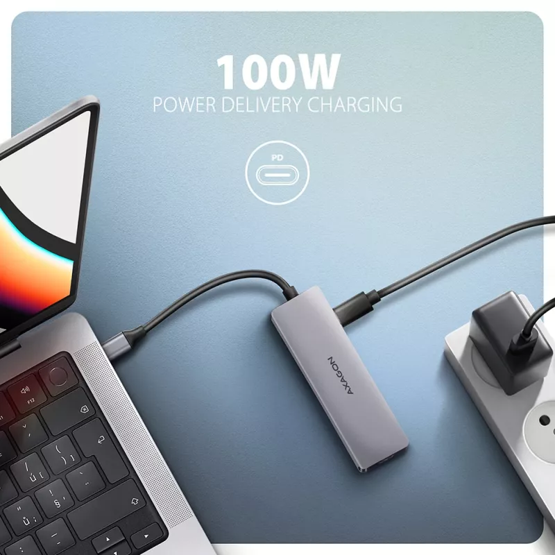 Axagon HMC-5H60 Hub USB 5Gbps, 2x USB-A, 1x USB-C, HDMI 4k/60Hz, PD 100W, cavo USB-C