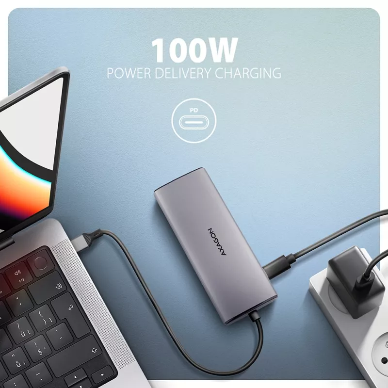 Axagon HMC-6G2L Hub USB 10Gbps, 2x USB-A, 1x USB-C, HDMI 4k/60Hz, RJ-45, PD 100W