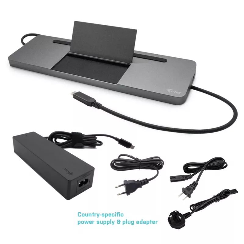 i-tec Metal SB-C Docking station ergonomica 4K 3x display con Power Delivery 85 W + caricabatterie universale 100 W