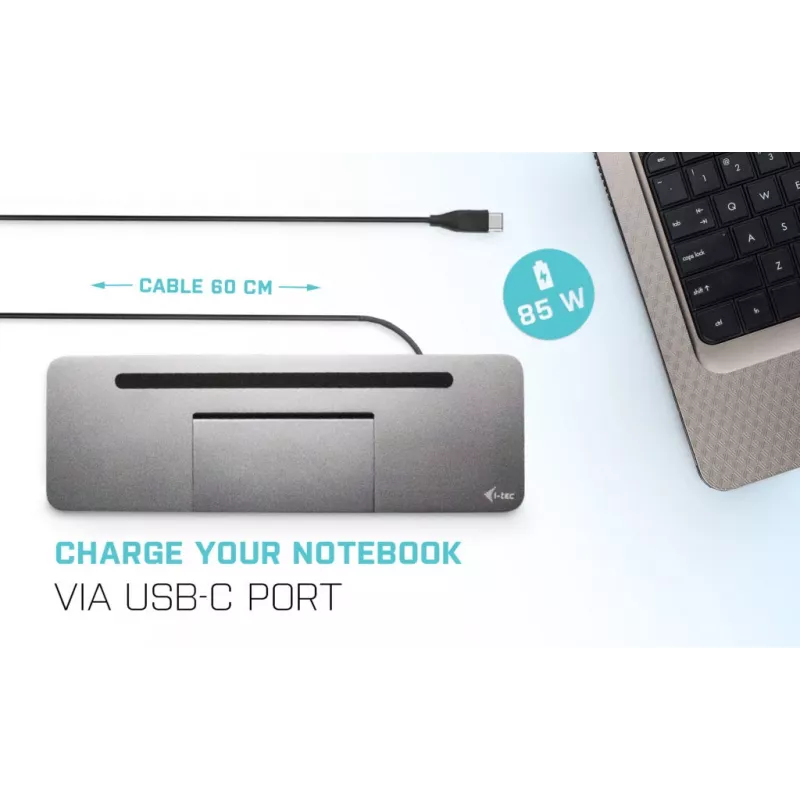 i-tec Metal SB-C Docking station ergonomica 4K 3x display con Power Delivery 85 W + caricabatterie universale 100 W