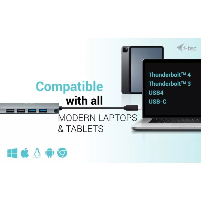 i-tec Metal USB-C Nano Docking station 2x display con PD 100 W + caricabatterie 100W