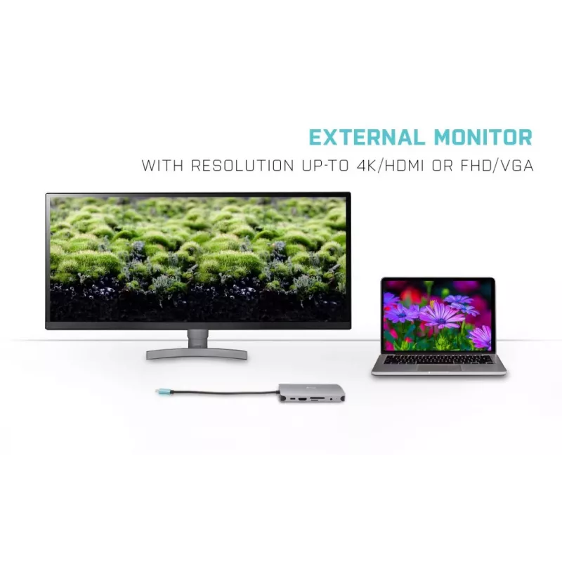i-tec Metal USB-C Nano Dock HDMI/VGA con LAN + caricabatterie 100 W