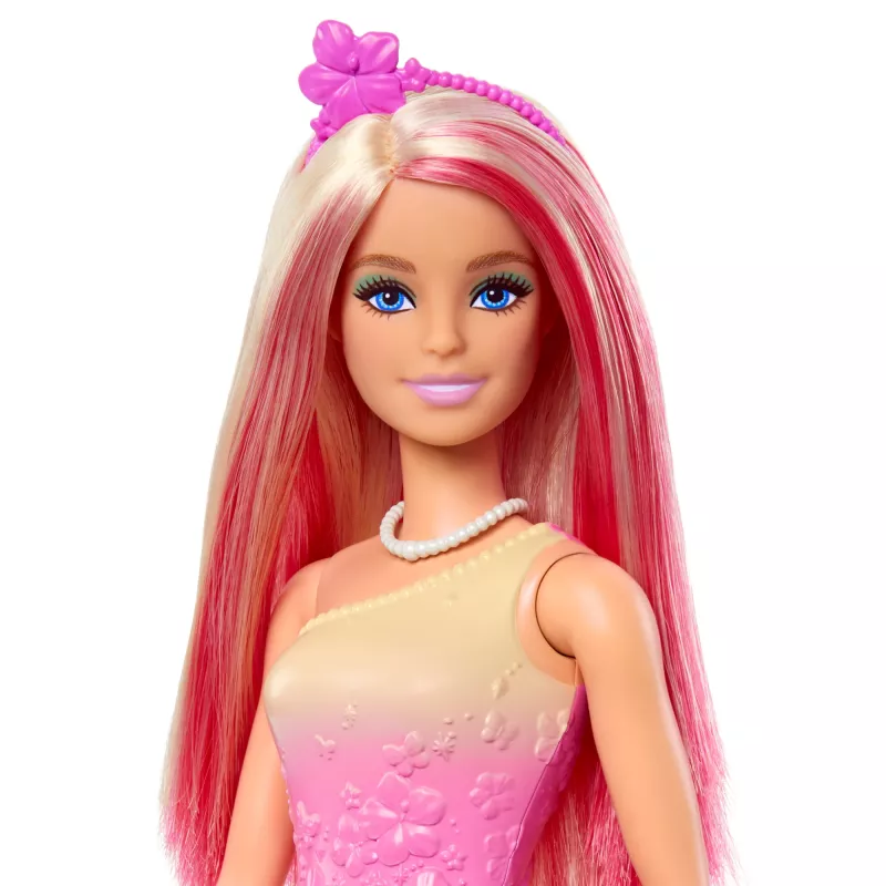 Barbie A Touch of Magic Royal bambola con capelli rosa e biondi, gonna farfalla e accessori