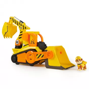 Rubble & Crew, Bark Yard Deluxe Bulldozer veicolo da costruzione giocattolo con luci, suoni e action figure Rubble, giocattolo per bambini e bambine dai 3 anni in su