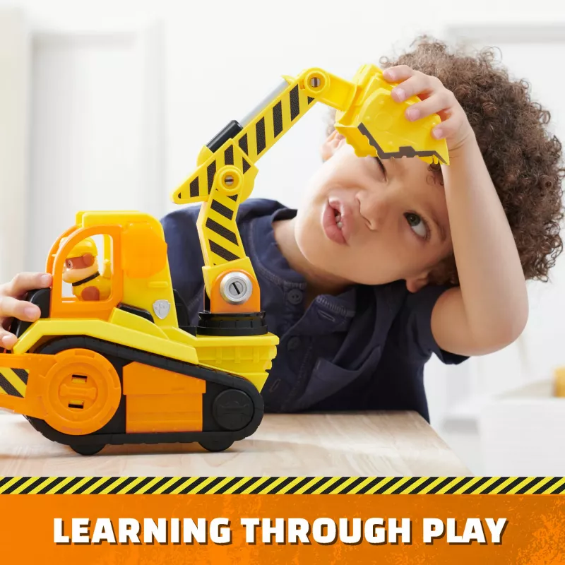 Rubble & Crew, Bark Yard Deluxe Bulldozer veicolo da costruzione giocattolo con luci, suoni e action figure Rubble, giocattolo per bambini e bambine dai 3 anni in su