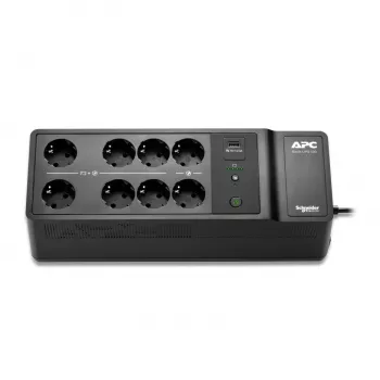 APC Back-UPS, 500VA/300W installazione a pavimento/parete, 230V, 8x prese Schuko CEE 7/3, connettore USB Type-A, batteria sostituibile dall'utente
