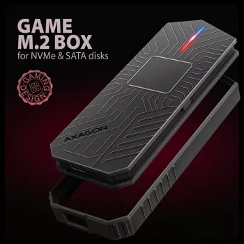 Axagon EEM2-GAM case esterno USB-C 10Gbps in metallo per SSD M.2 NVMe e SATA. Senza viti