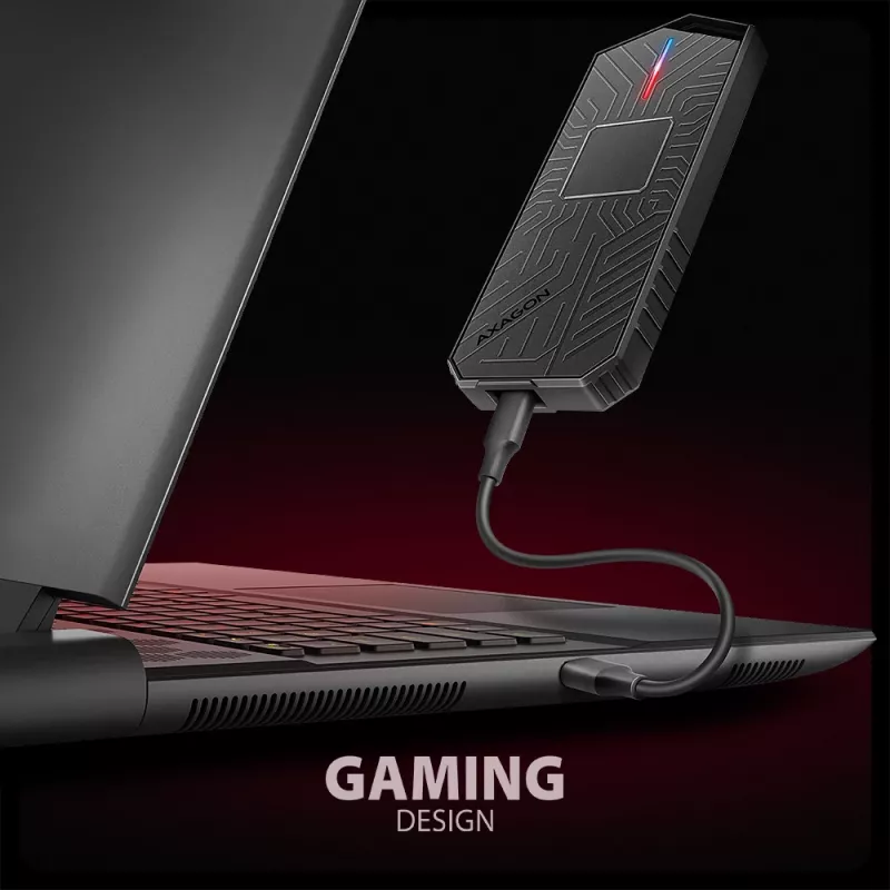 Axagon EEM2-GAM case esterno USB-C 10Gbps in metallo per SSD M.2 NVMe e SATA. Senza viti