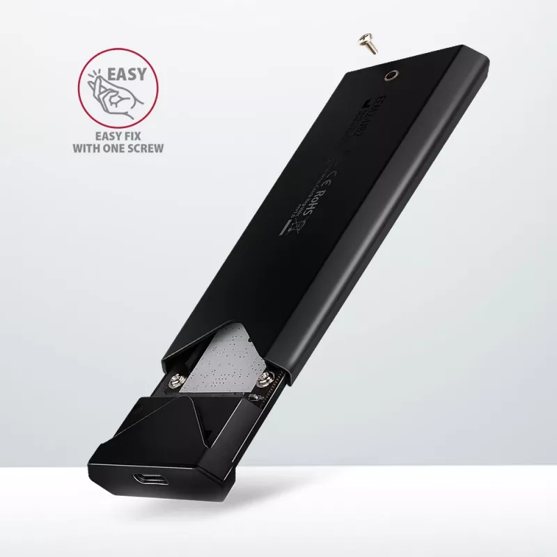 Axagon EEM2-UB2 case esterno USB-C 10Gbps in metallo per SSD M.2 NVMe. Nero