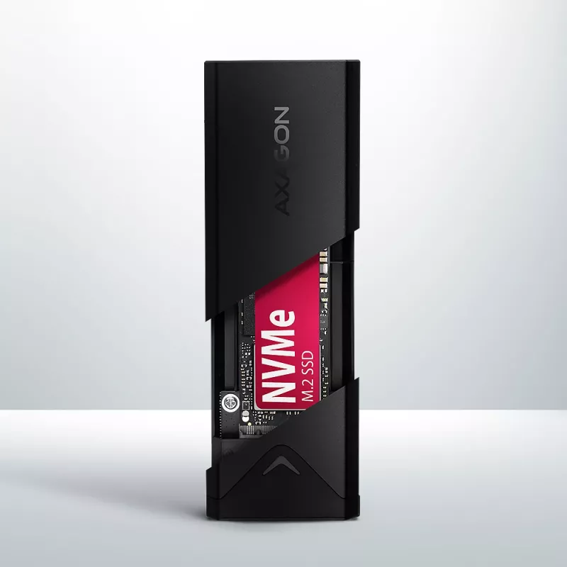 Axagon EEM2-UB2 case esterno USB-C 10Gbps in metallo per SSD M.2 NVMe. Nero