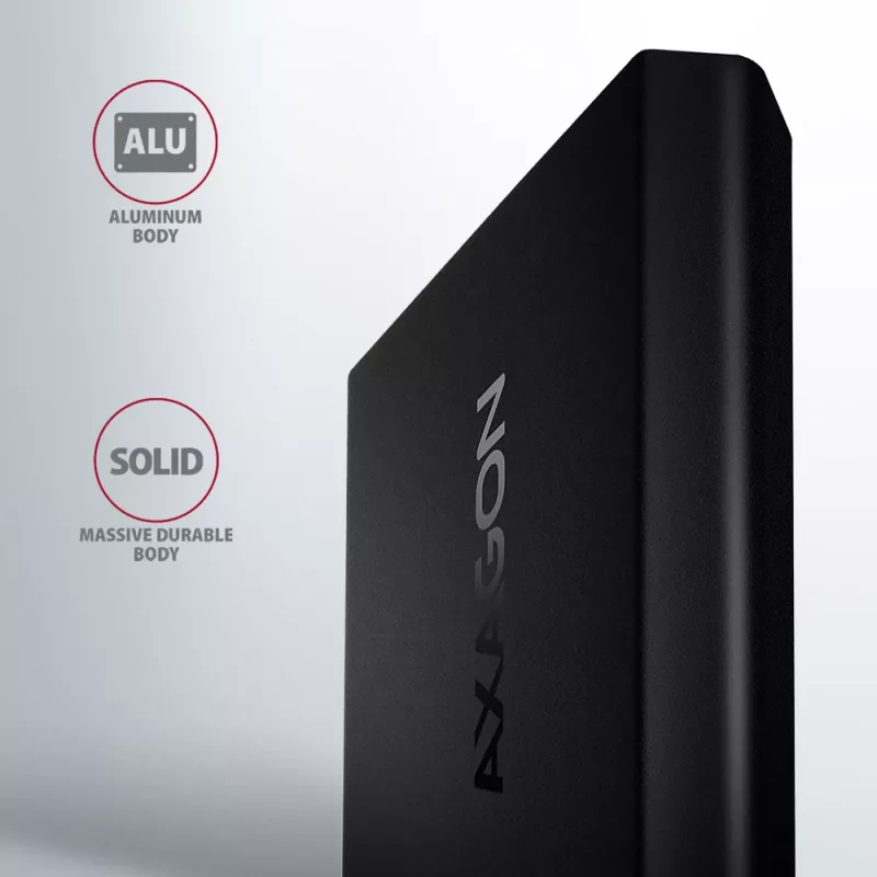 Axagon EEM2-UB2 case esterno USB-C 10Gbps in metallo per SSD M.2 NVMe. Nero