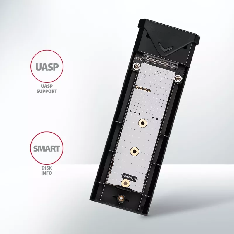 Axagon EEM2-UB2 case esterno USB-C 10Gbps in metallo per SSD M.2 NVMe. Nero