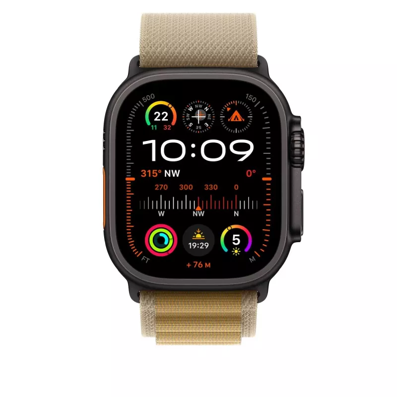 APPLE 49mm Tan Alpine Loop – Medium – finitura titanio nero
