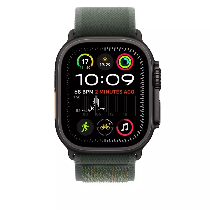 Cinturino Apple 49mm Green Trail Loop S/M finitura titanio nero