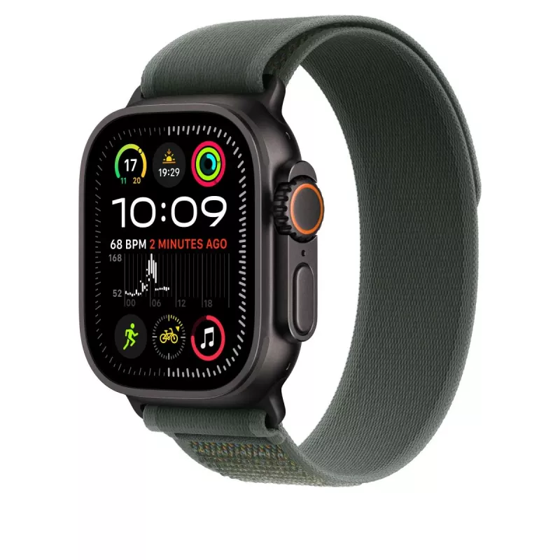 Cinturino Apple 49mm Green Trail Loop S/M finitura titanio nero