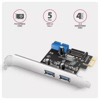 Axagon PCEU-232RS controller PCIe 2x ext. + 2x int. USB 5Gbps