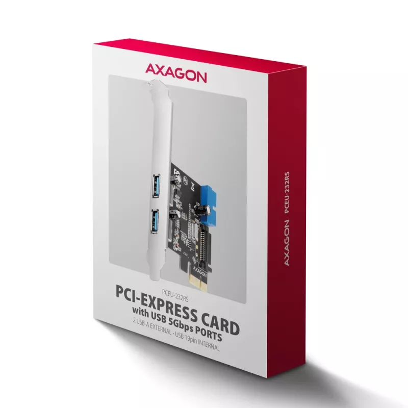 Axagon PCEU-232RS controller PCIe 2x ext. + 2x int. USB 5Gbps