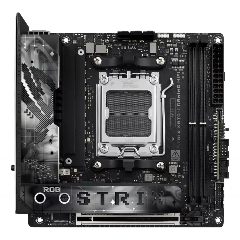 Scheda madre ASUS ROG STRIX X870-I GAMING WIFI mini ITX · AMD X870 · socket AM5 · DDR5 · 2 DIMM · Wi-Fi 7 · Bluetooth 5.4