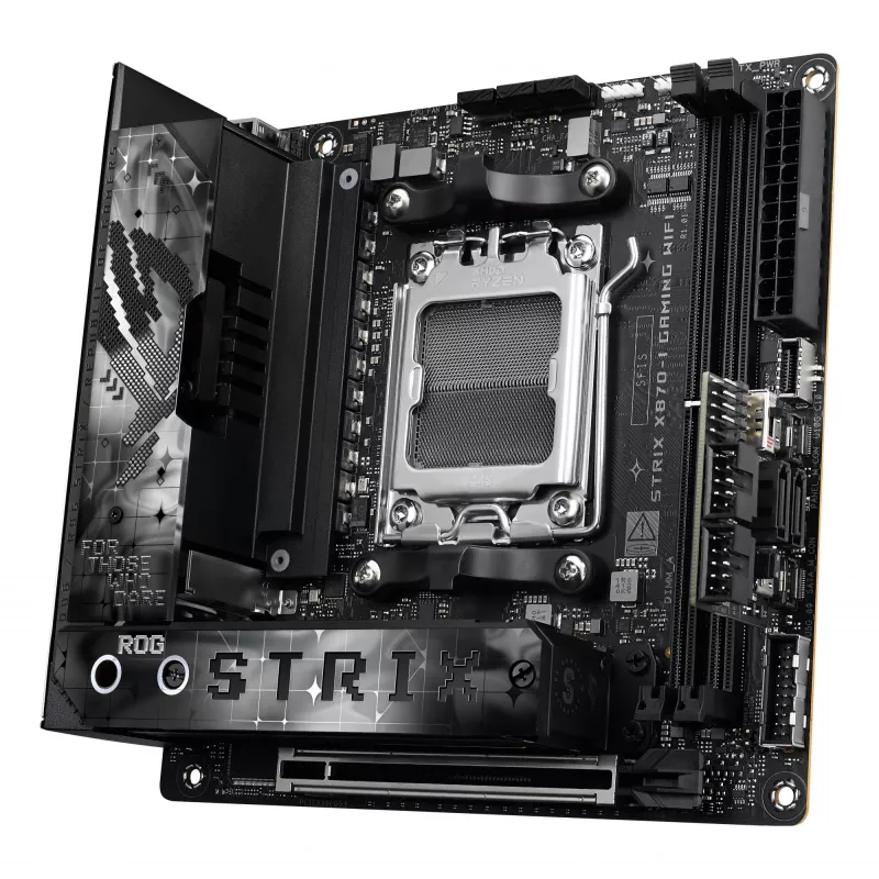 Scheda madre ASUS ROG STRIX X870-I GAMING WIFI mini ITX · AMD X870 · socket AM5 · DDR5 · 2 DIMM · Wi-Fi 7 · Bluetooth 5.4