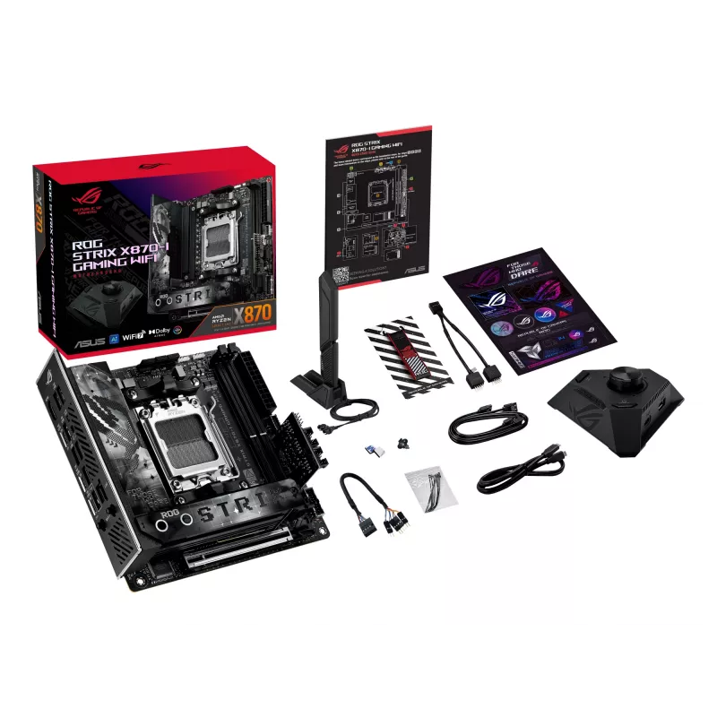 Scheda madre ASUS ROG STRIX X870-I GAMING WIFI mini ITX · AMD X870 · socket AM5 · DDR5 · 2 DIMM · Wi-Fi 7 · Bluetooth 5.4