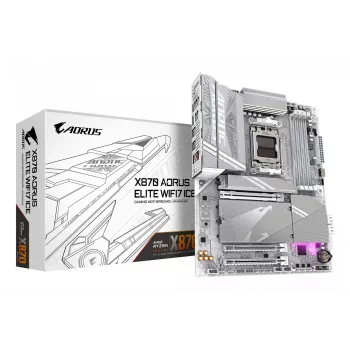 Scheda madre GIGABYTE X870 AORUS ELITE WIFI7 ICE - supporta CPU AMD Ryzen 9000, VRM digitale 16+2+2 fasi, fino a 8200 MHz DDR5 (OC), 3xPCIe 5.0 + 1xPCIe 4.0, Wi-Fi 7, LAN 2.5GbE, USB 4